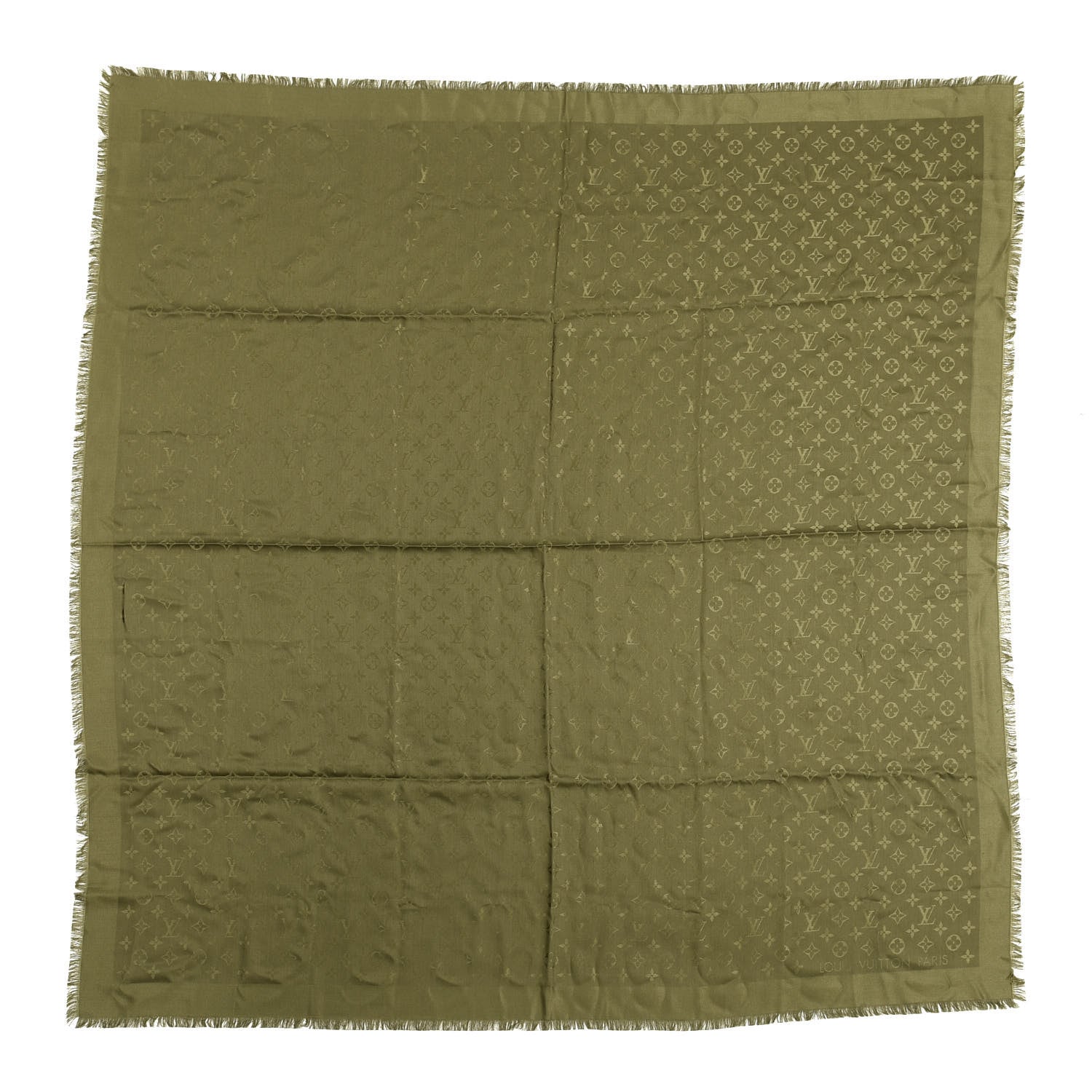 Louis Vuitton Silk Wool Monogram Shawl Kaki 1 of 3