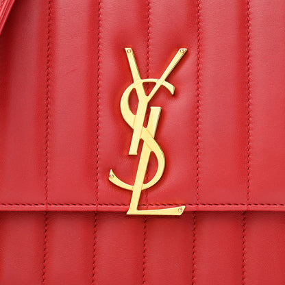 Saint Laurent Lambskin Matelasse Monogram Medium Vicky Chain Bag Rouge Eros 8 of 11