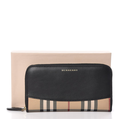 Burberry Calfskin Haymarket Check Elmore Zip Around Wallet Black 7 of 7