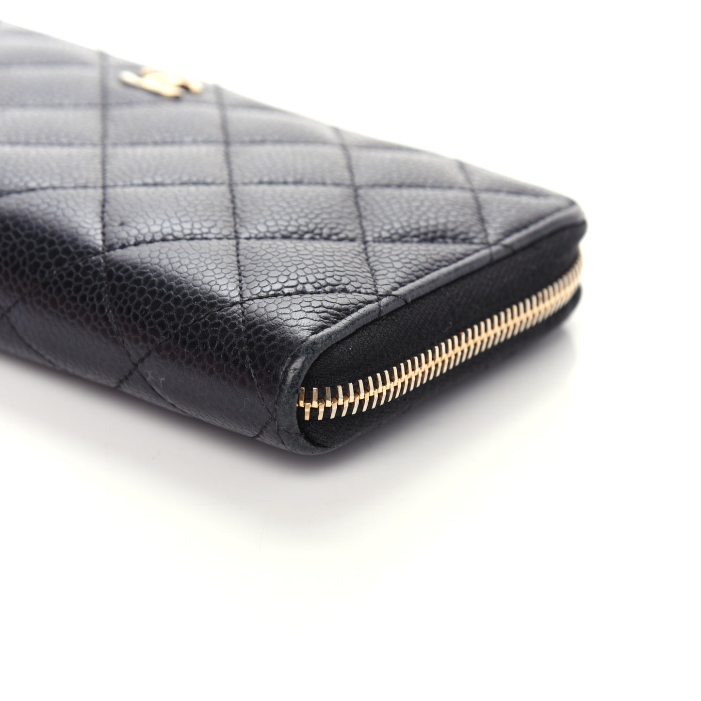 Caviar Quilted Large Gusset Zip Around Wallet Black