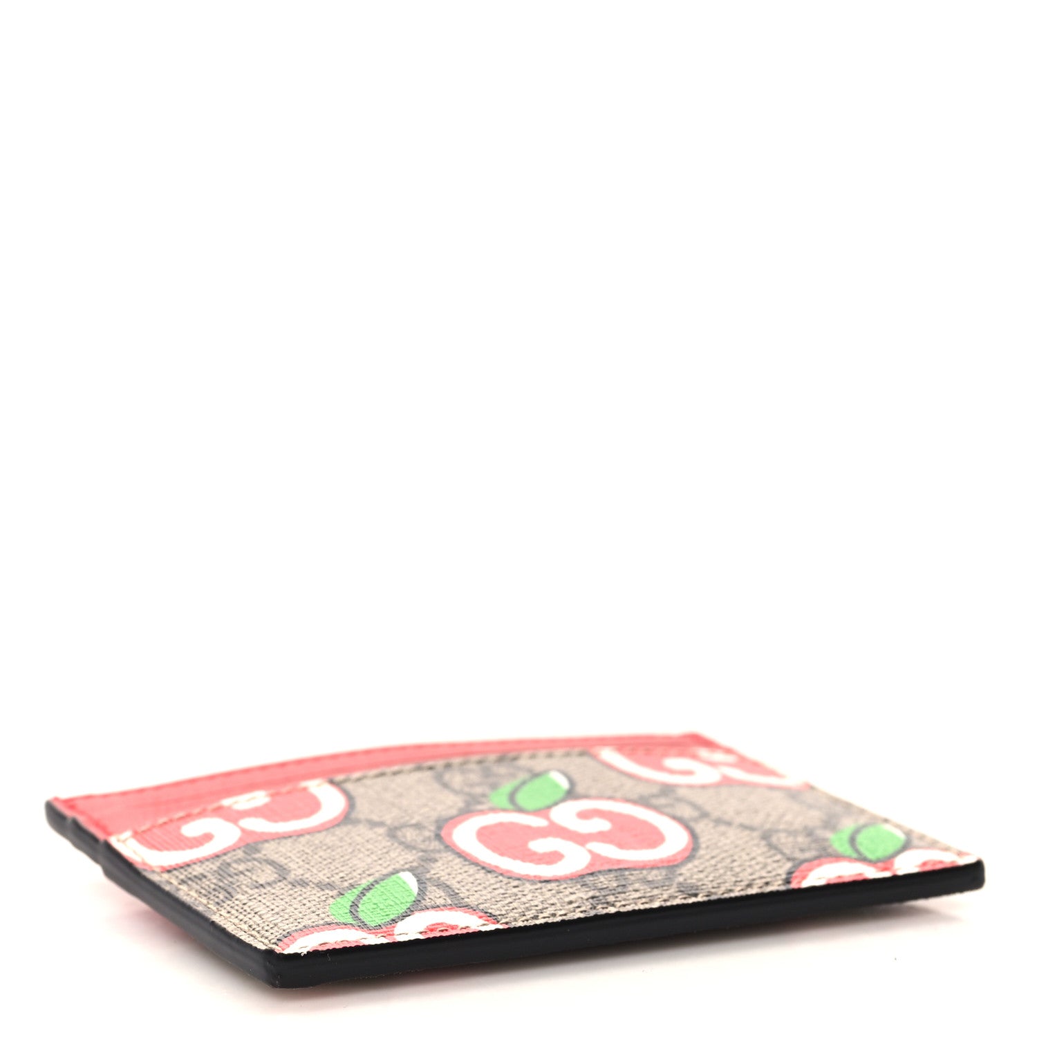 Gucci GG Supreme Monogram Apple Card Holder Beige Multicolor Lobster Red 4 of 7