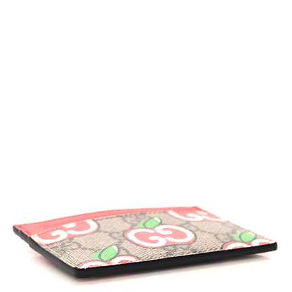 Gucci GG Supreme Monogram Apple Card Holder Beige Multicolor Lobster Red 4 of 7