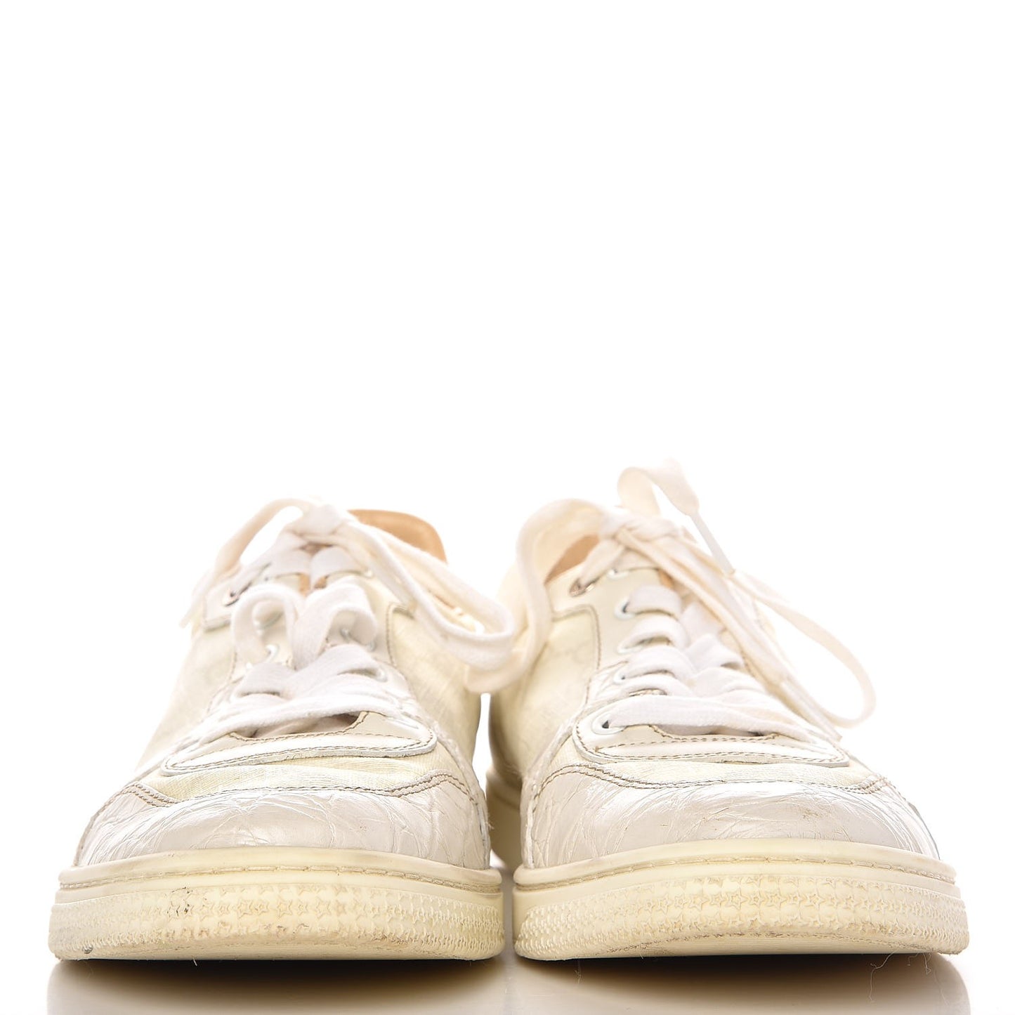 GG Plus Monogram Alligator Coda Low Sneakers 39.5 White