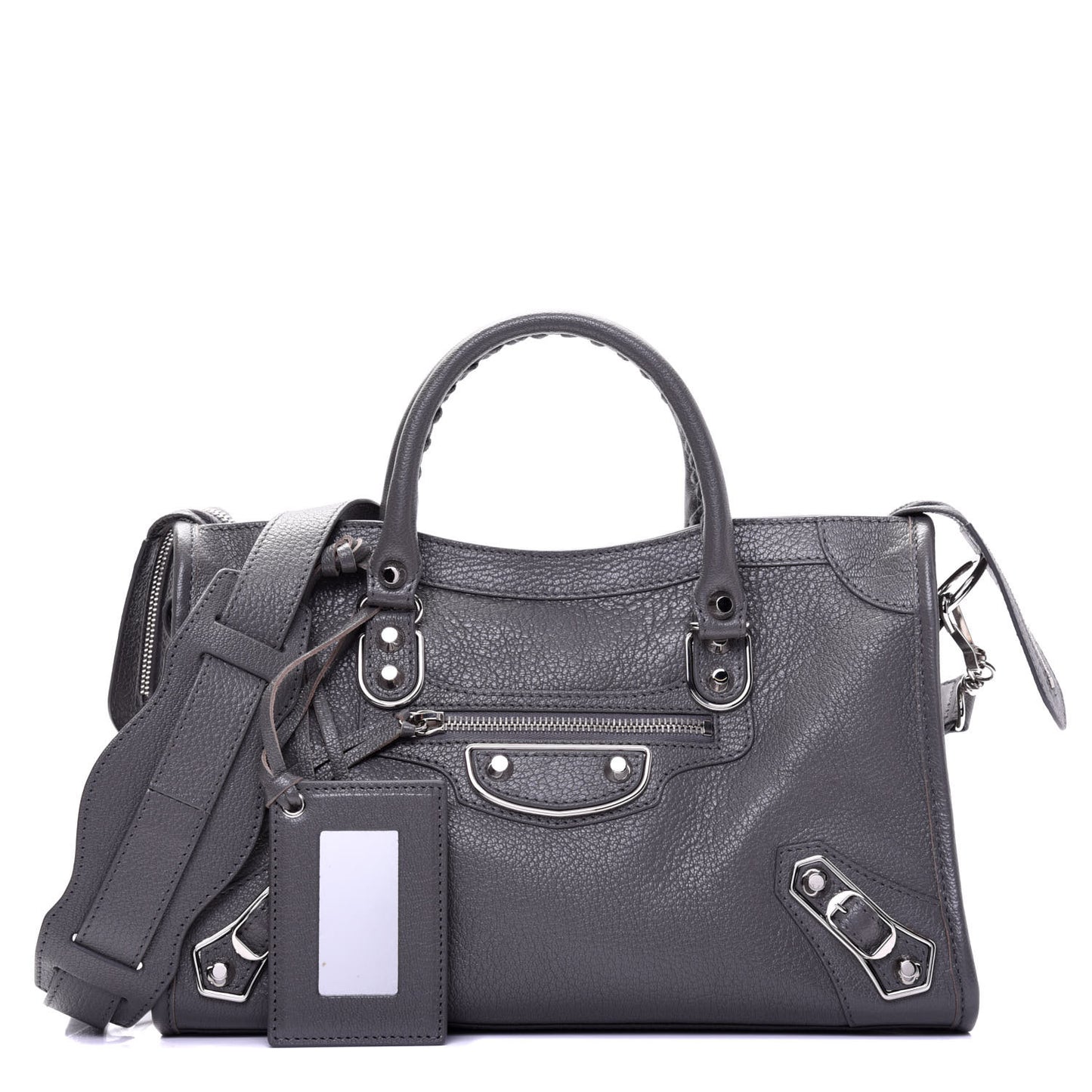 Chevre Silver Metallic Edge Hardware S City Gris Acier