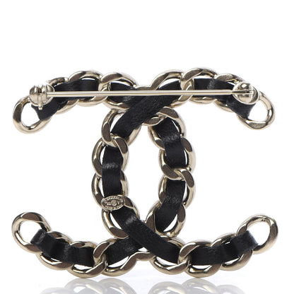 Chanel Lambskin Chain CC Brooch Black Gold 3 of 5