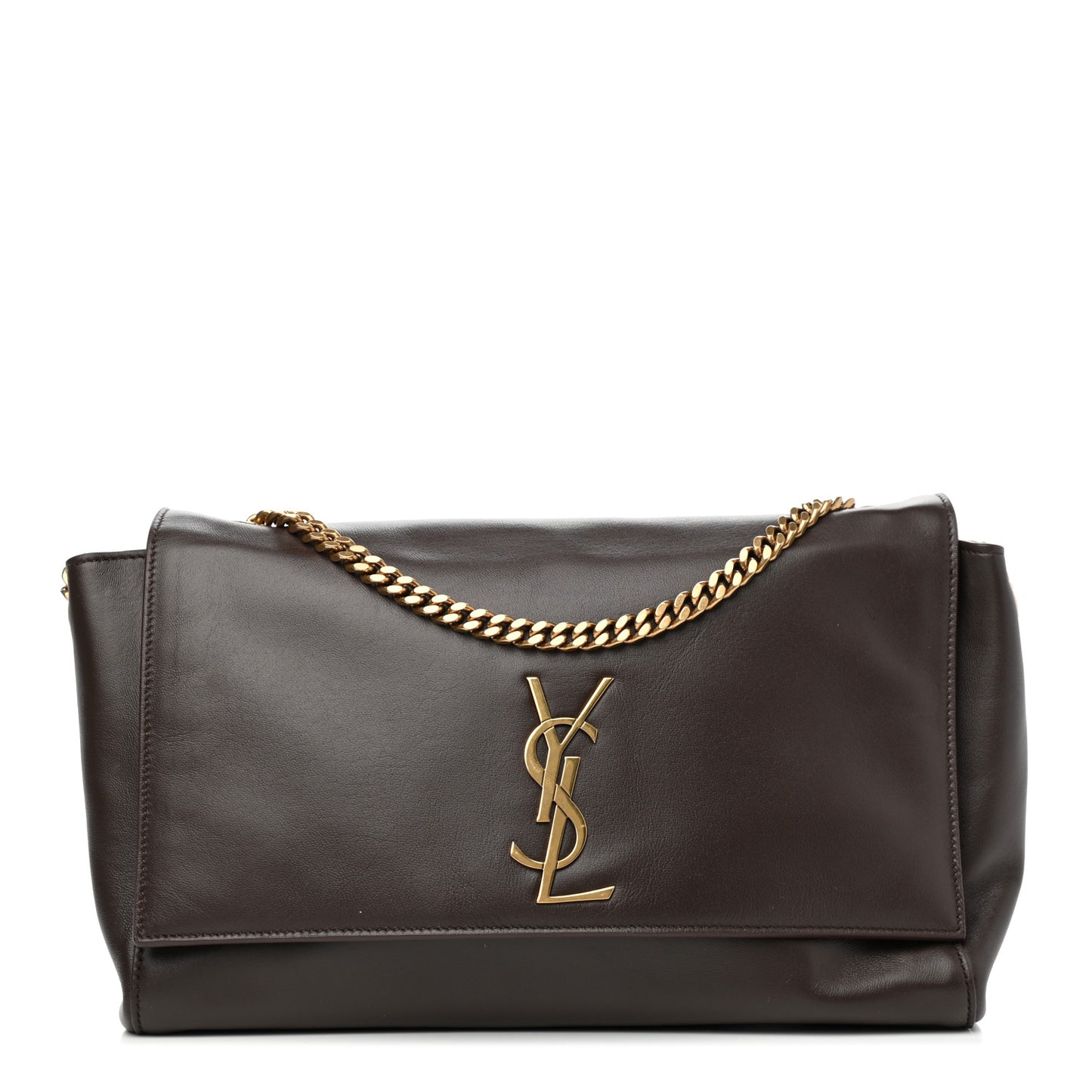 Smooth Calfskin Suede Medium Reversible Monogram Kate Satchel Military Brown