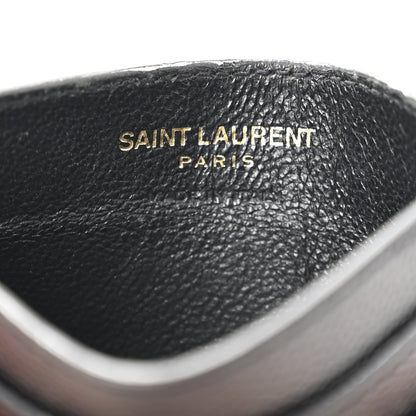 Saint Laurent Grain De Poudre Matelasse Chevron Monogram Credit Card Case Black 6 of 11