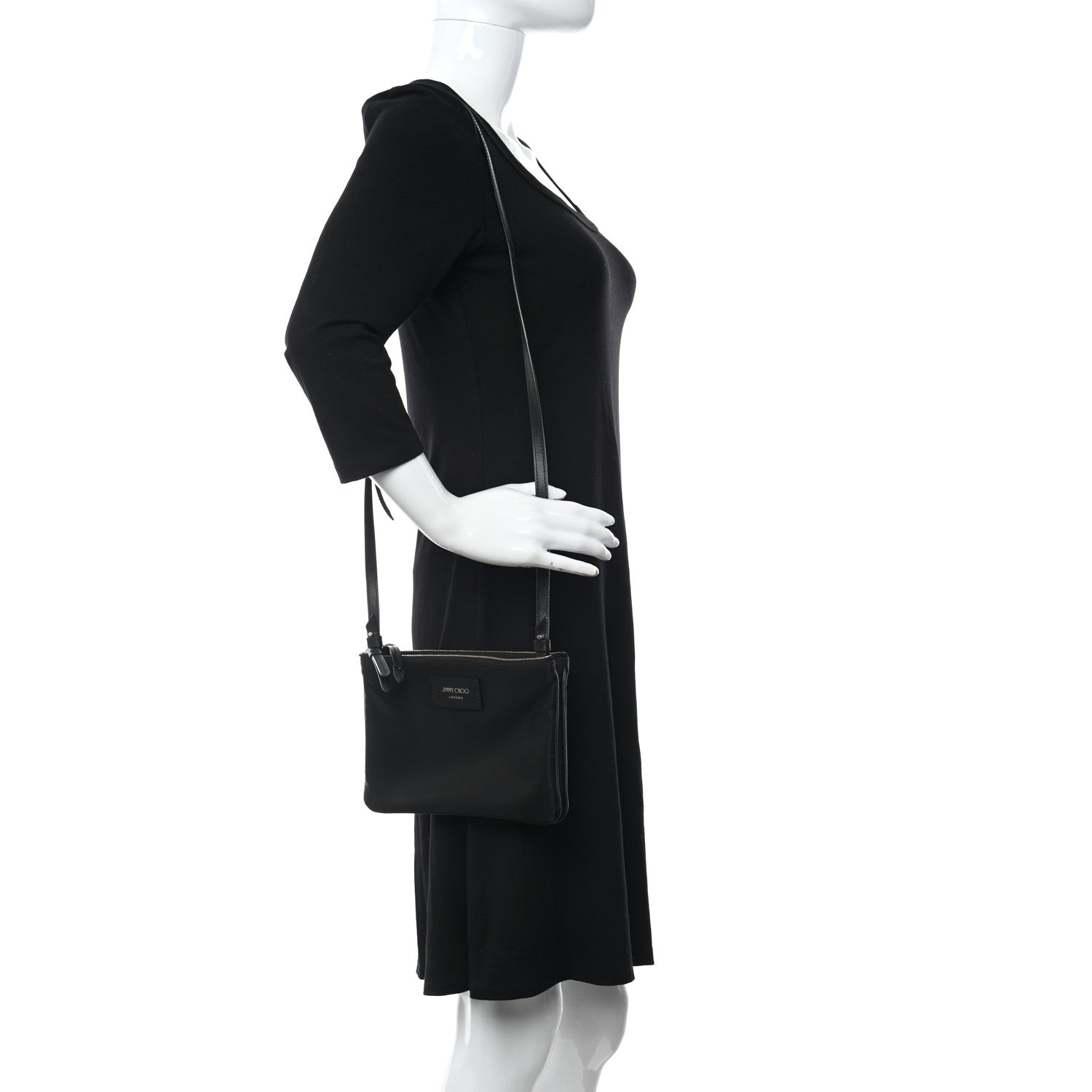 Jimmy Choo Nylon Candice Double Zip Crossbody Pouch Black 2 of 12