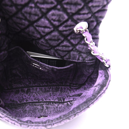 Chanel Washed Denim Quilted Small Denimpression Flap Violet Purple Black 4 of 9
