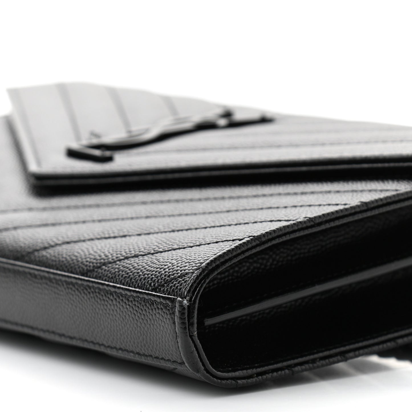Grain De Poudre Matelasse Chevron Monogram Chain Wallet Black