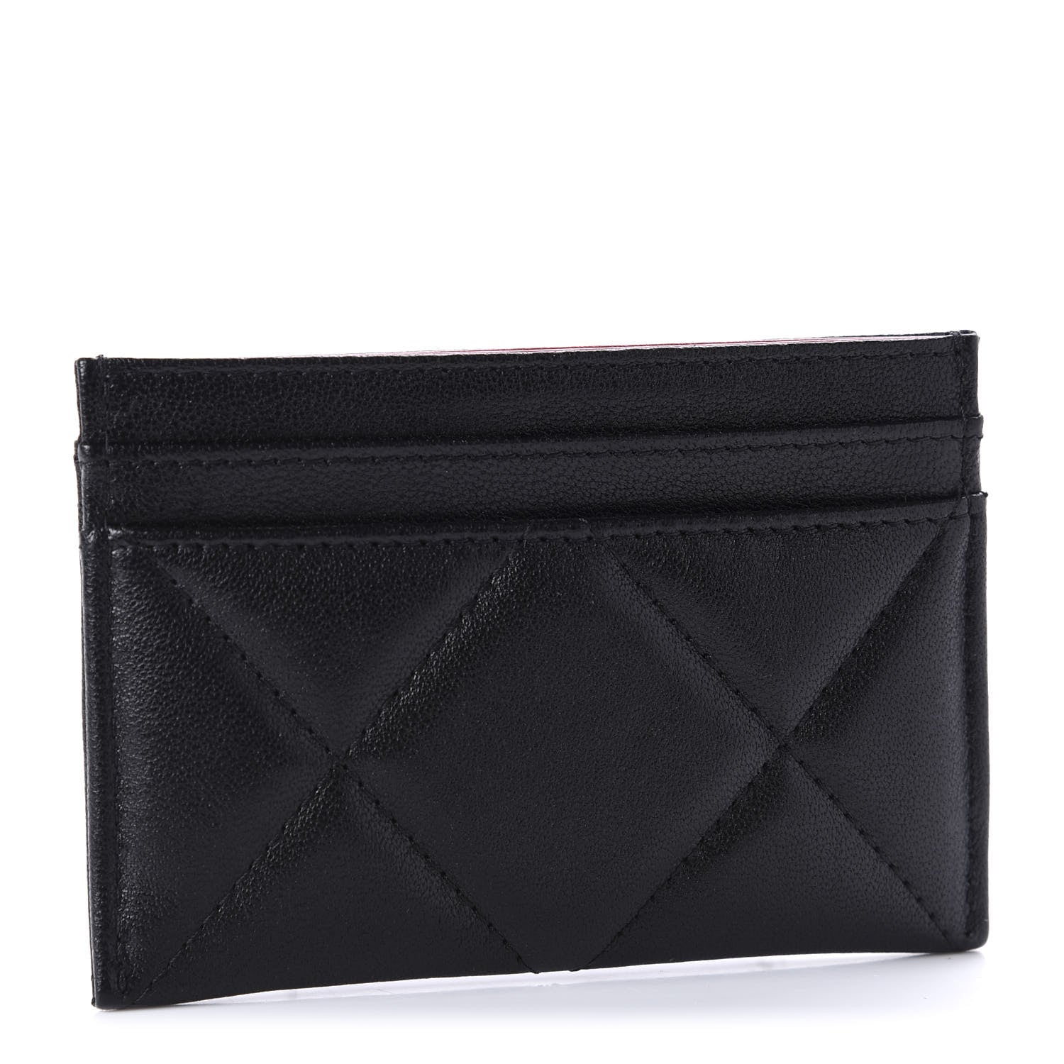 Chanel Shiny Goatskin Quilted Chanel 19 Card Holder Black 3 of 11