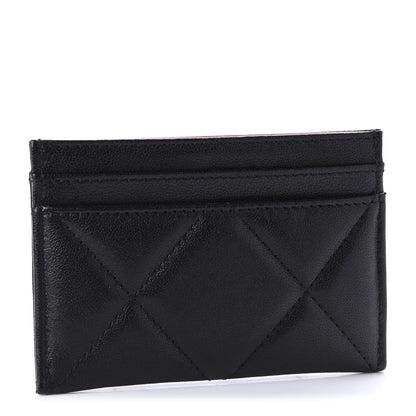 Chanel Shiny Goatskin Quilted Chanel 19 Card Holder Black 3 of 11