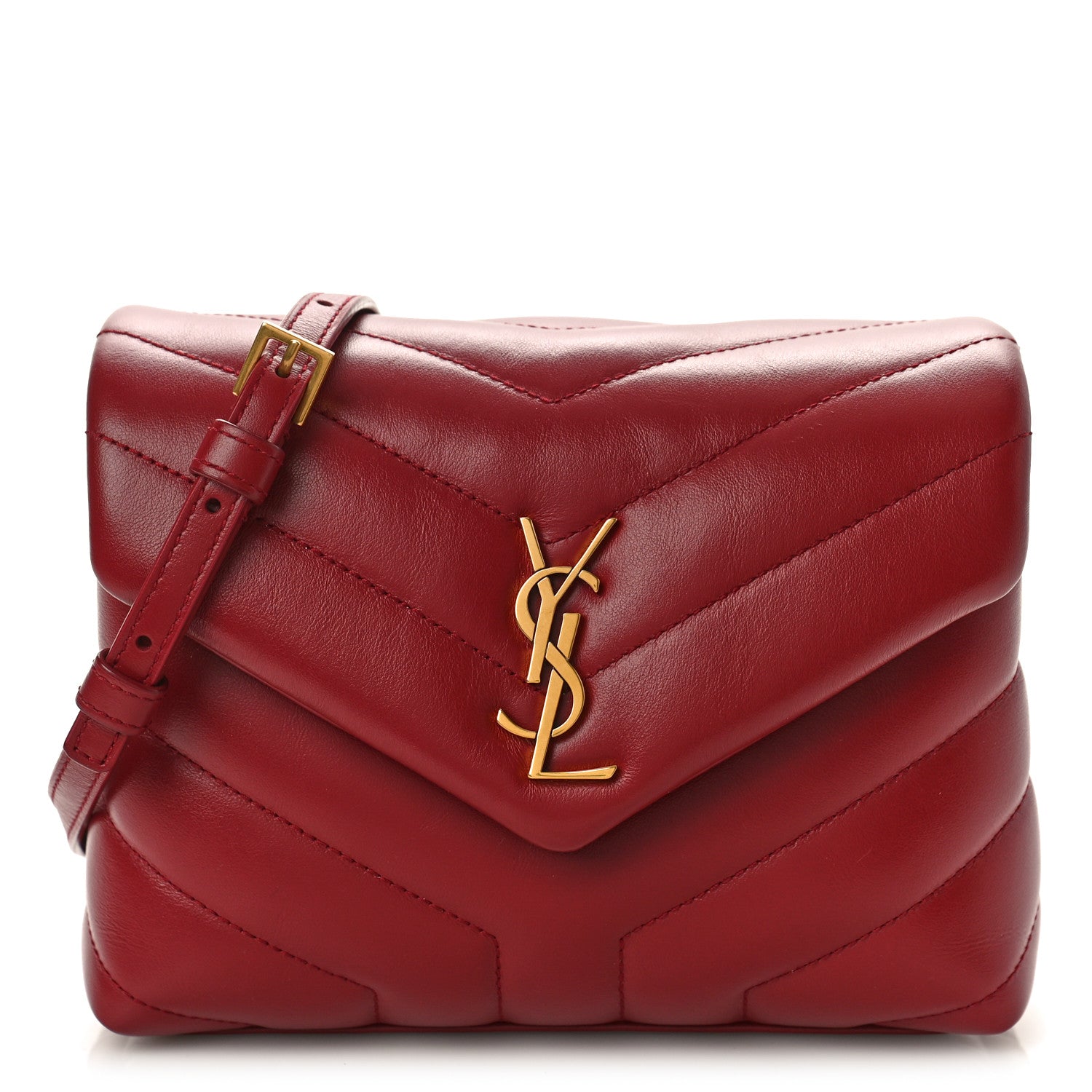 Saint Laurent Calfskin Y Quilted Monogram Toy Loulou Crossbody Bag Opyum Red 1 of 8