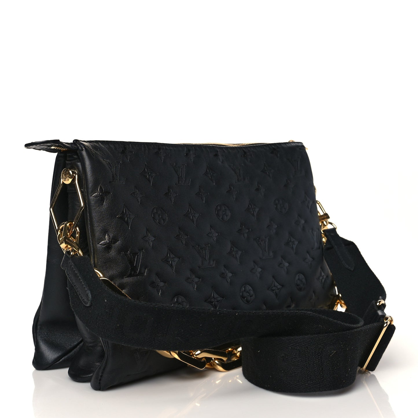 Lambskin Embossed Monogram Coussin MM Black