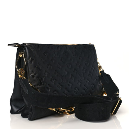 Louis Vuitton Lambskin Embossed Monogram Coussin MM Black 3 of 10