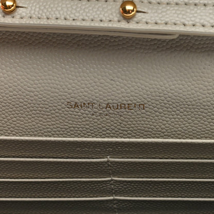 Saint Laurent Grain De Poudre Matelasse Chevron Monogram Chain Wallet Crema Soft 5 of 8