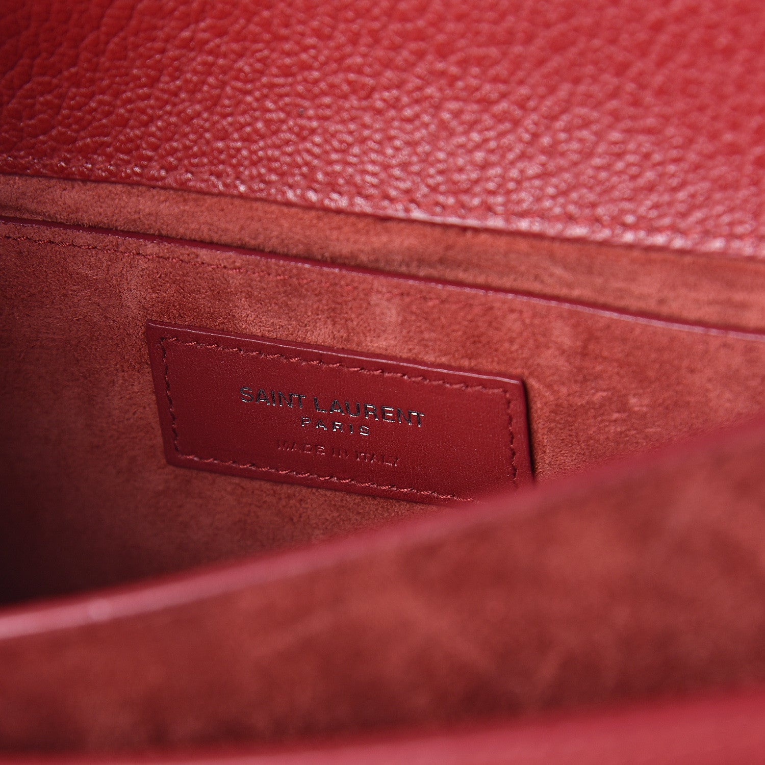 Saint Laurent Grained Calfskin Medium Monogram Sunset Satchel Red 5 of 8