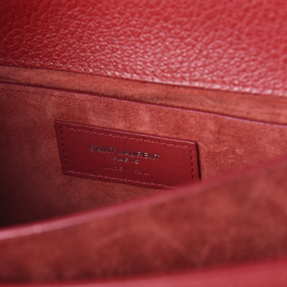 Saint Laurent Grained Calfskin Medium Monogram Sunset Satchel Red 5 of 8