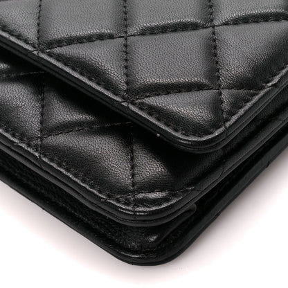 Chanel Lambskin Quilted Wallet On Chain WOC Black 12 of 14
