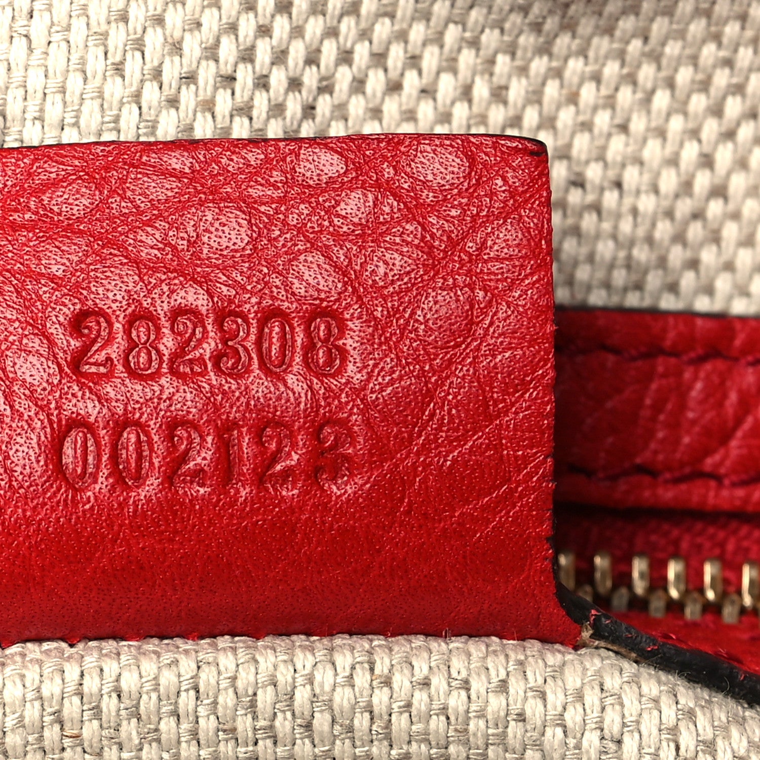 Gucci Pebbled Calfskin Large Soho Shoulder Bag Red 7 of 13