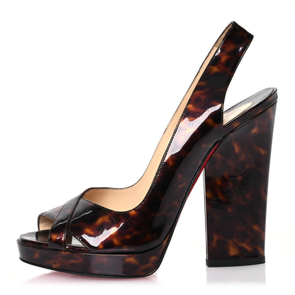 Christian Louboutin Patent Tortoiseshell New Marpoil 120 Slingback Pumps 39 Tartaruga 1 of 14