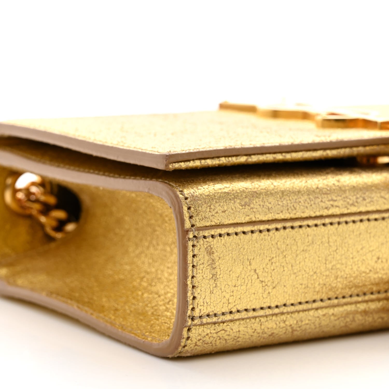 Saint Laurent Metallic Calfskin Small Classic Monogram Kate Tassel Satchel Gold 9 of 12