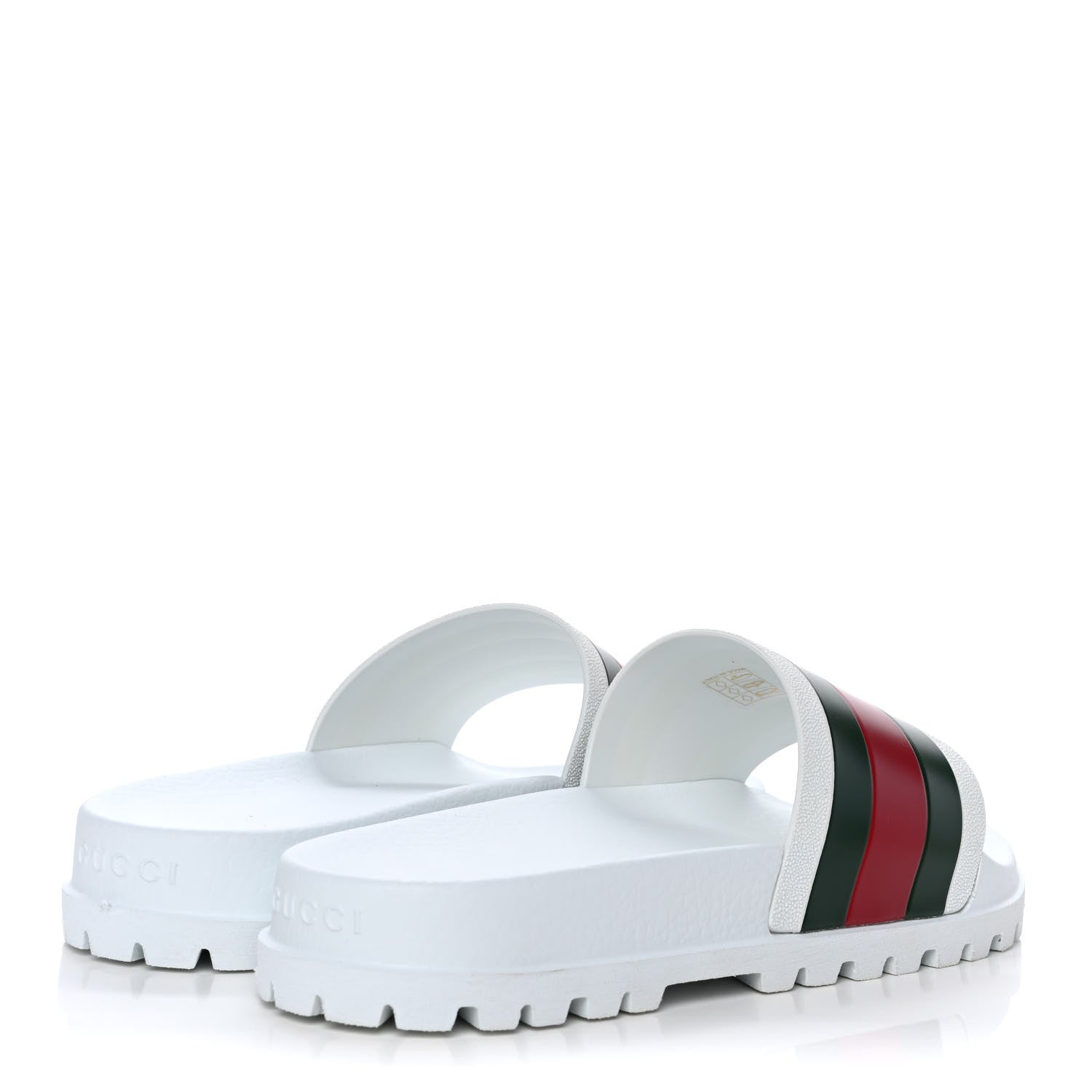Gucci Rubber Web Mens Lug Sole Slide Sandals 9 Great White Green Red 4 of 11