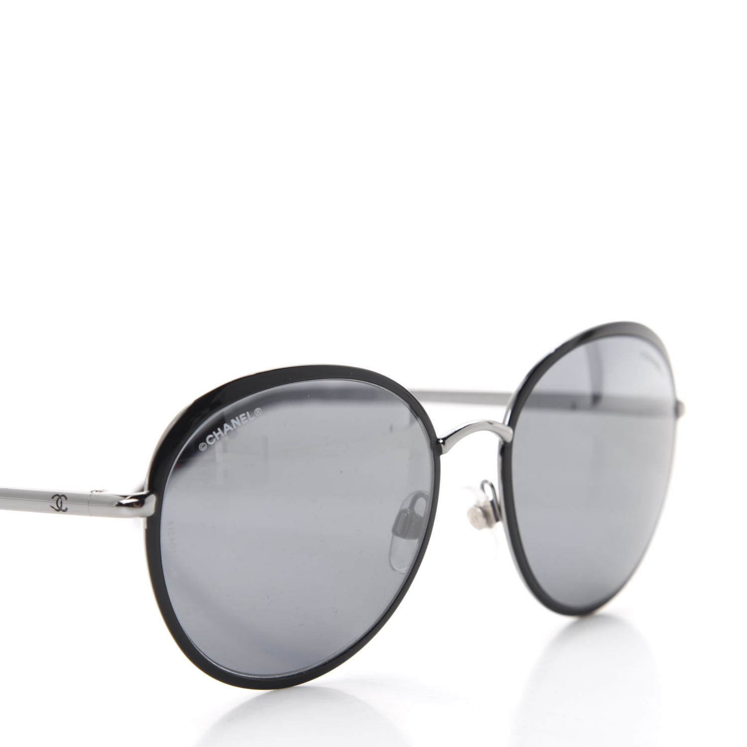 Chanel Round Spring Sunglasses 4206 Black Silver 7 of 8