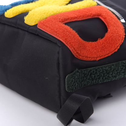 Fendi Nylon Shearling Block Letter Backpack Black 4 of 9