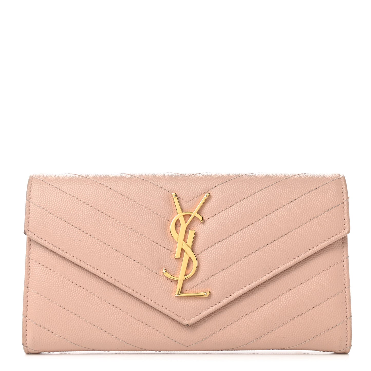 Grain De Poudre Matelasse Chevron Monogram Flap Wallet Pale Pink