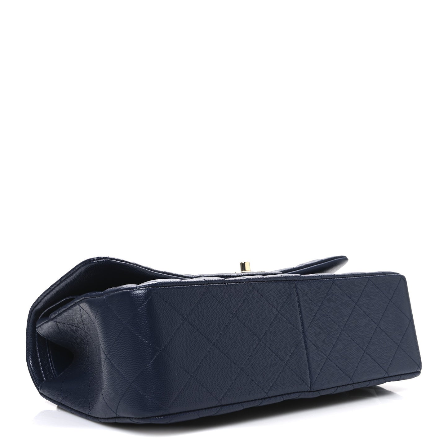 Caviar Quilted Jumbo Double Flap Navy Blue