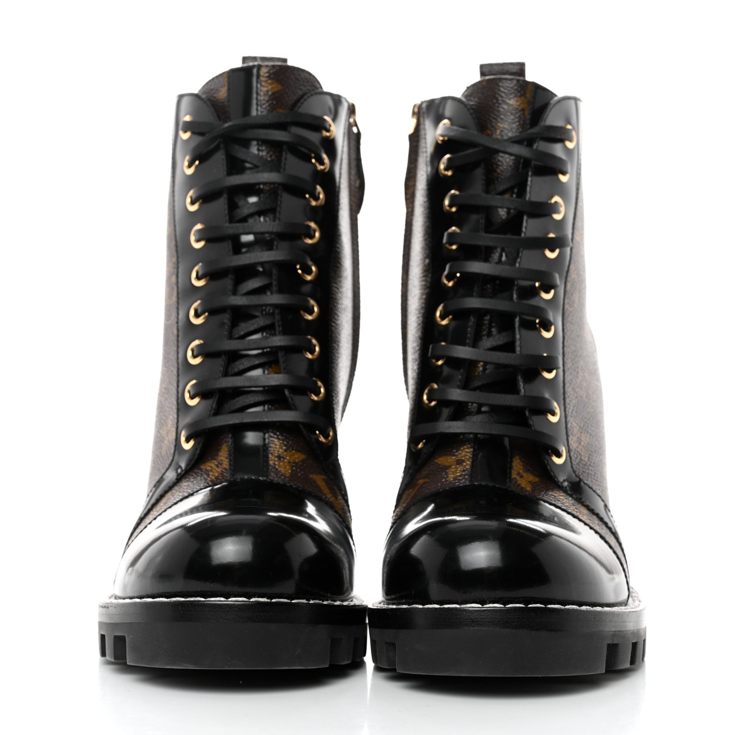 Patent Calfskin Monogram Star Trail Ankle Boots 40 Black
