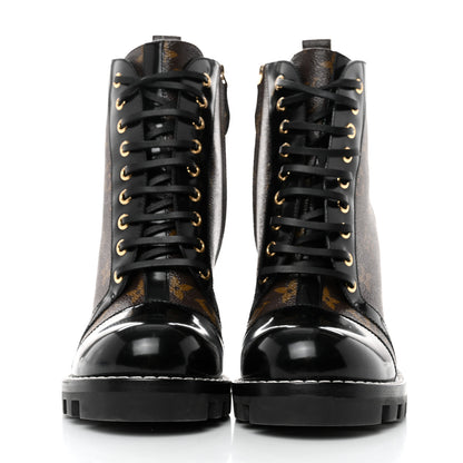 Louis Vuitton Patent Calfskin Monogram Star Trail Ankle Boots 40 Black 2 of 8