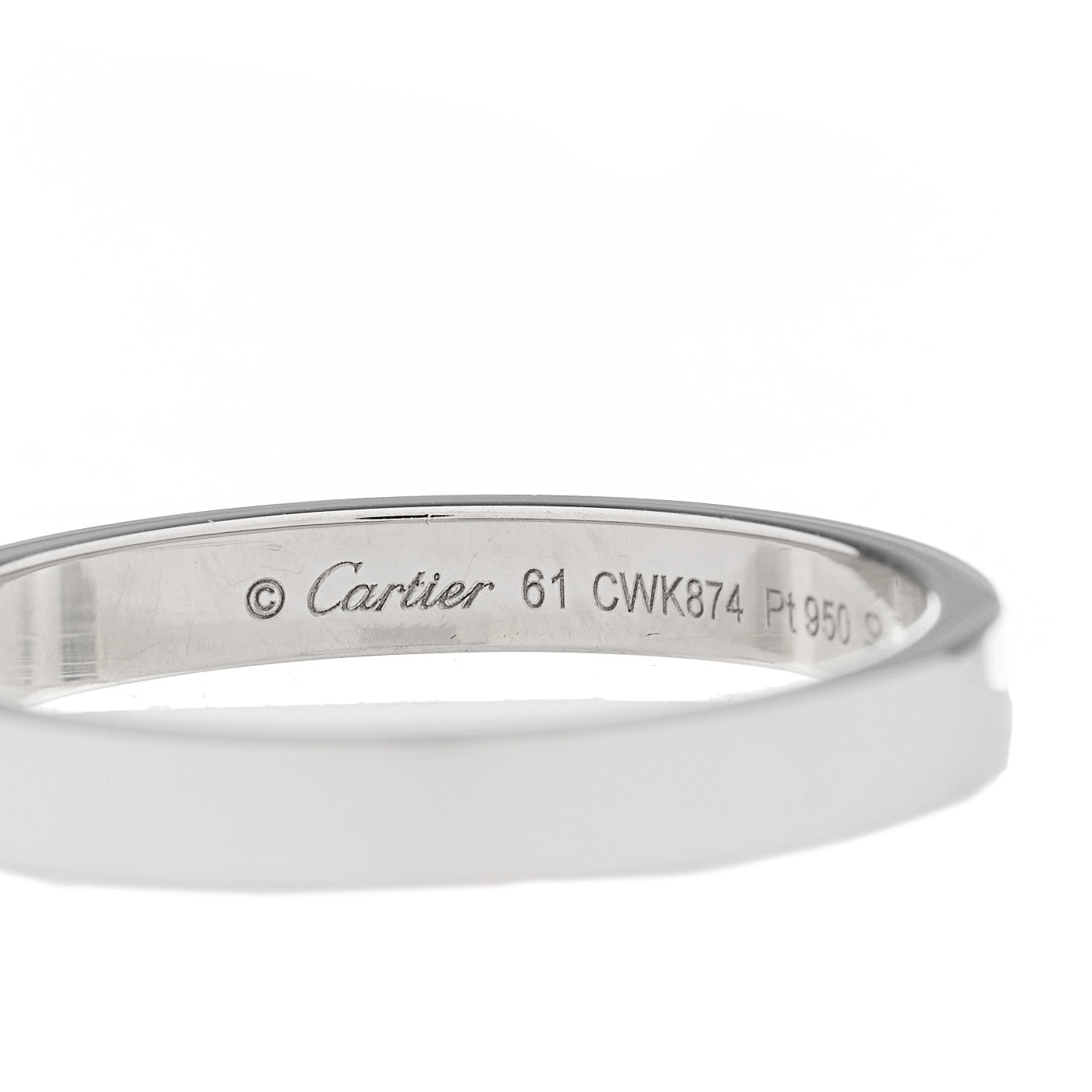 Cartier Platinum 3mm C De Cartier Wedding Band Ring 61 9.5 5 of 7