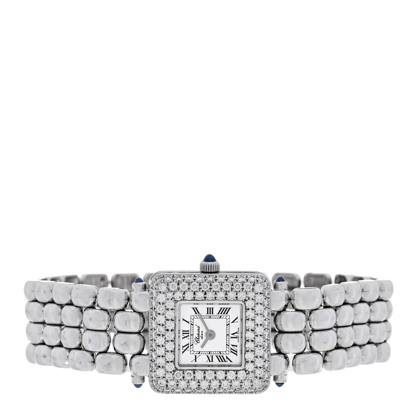 18K White Gold Diamond Bezel 22mm Happy Sport Quartz Watch