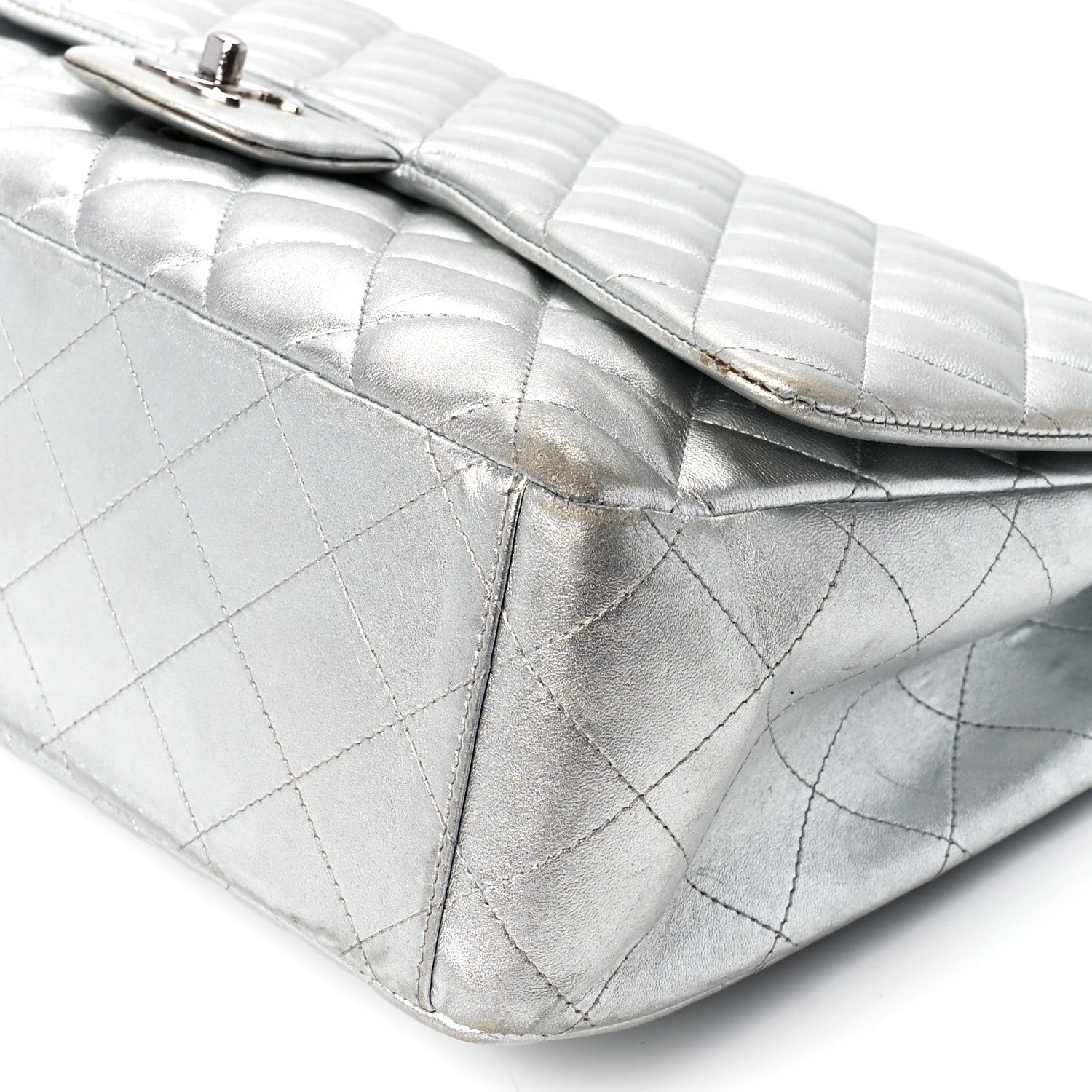 Chanel Metallic Lambskin Quilted Maxi Single Flap Silver 12 of 13