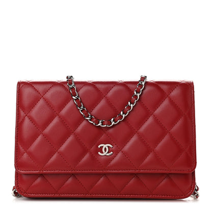 Chanel Lambskin Quilted Wallet On Chain WOC Red 1 of 10
