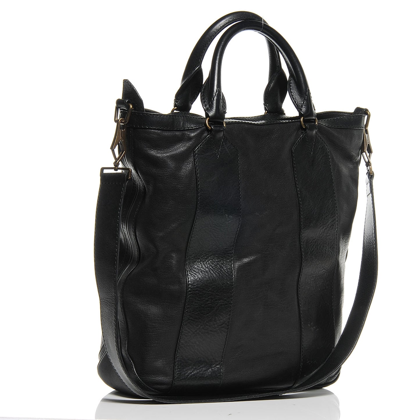 Vintage Washed Leather Medium Bonington Tote Black