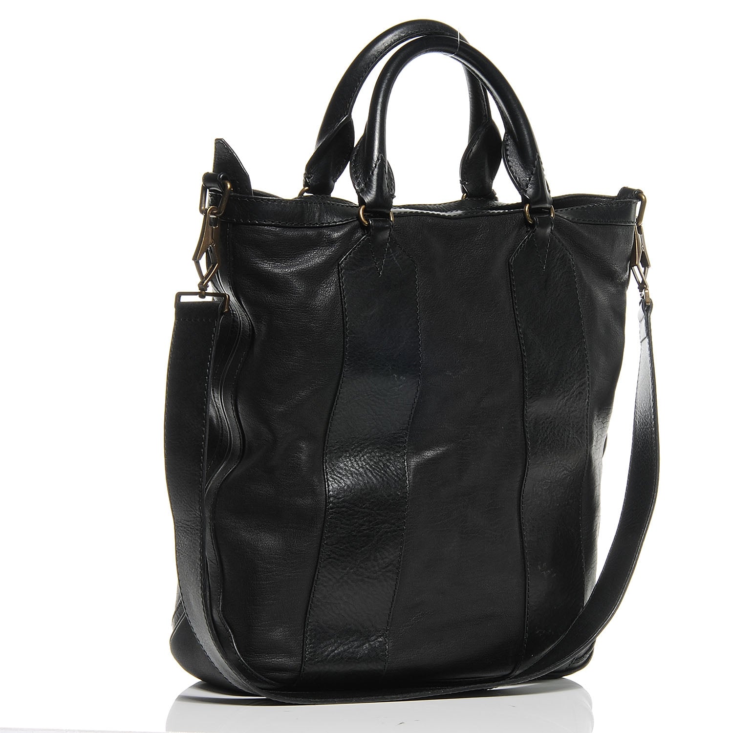 Burberry Vintage Washed Leather Medium Bonington Tote Black 3 of 8