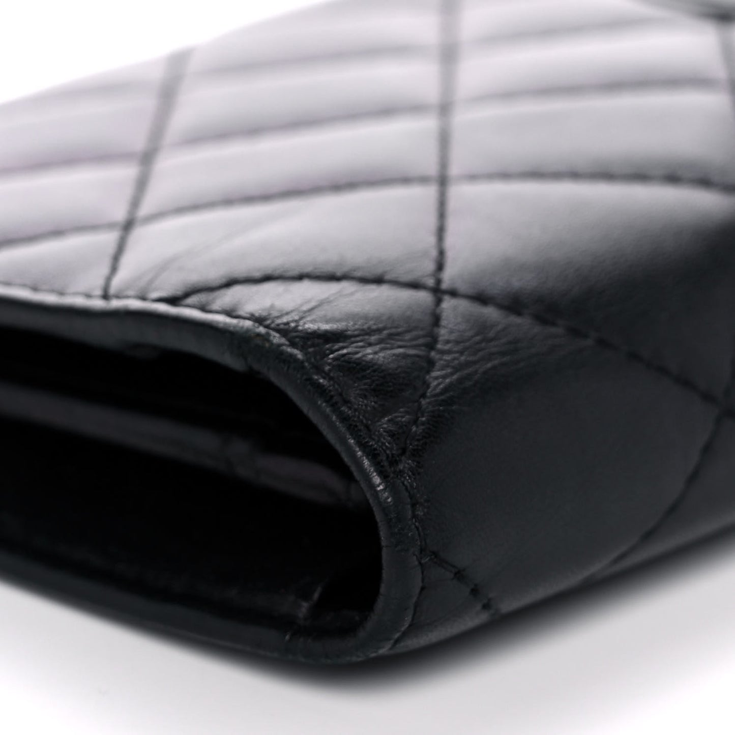 Calfskin Quilted Cambon Yen Wallet Black