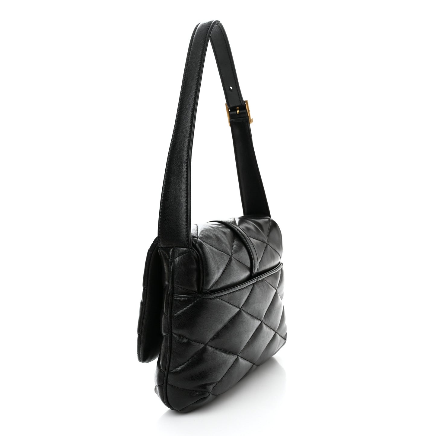 Lambskin Quilted Le 57 Diamond Shoulder Bag Black