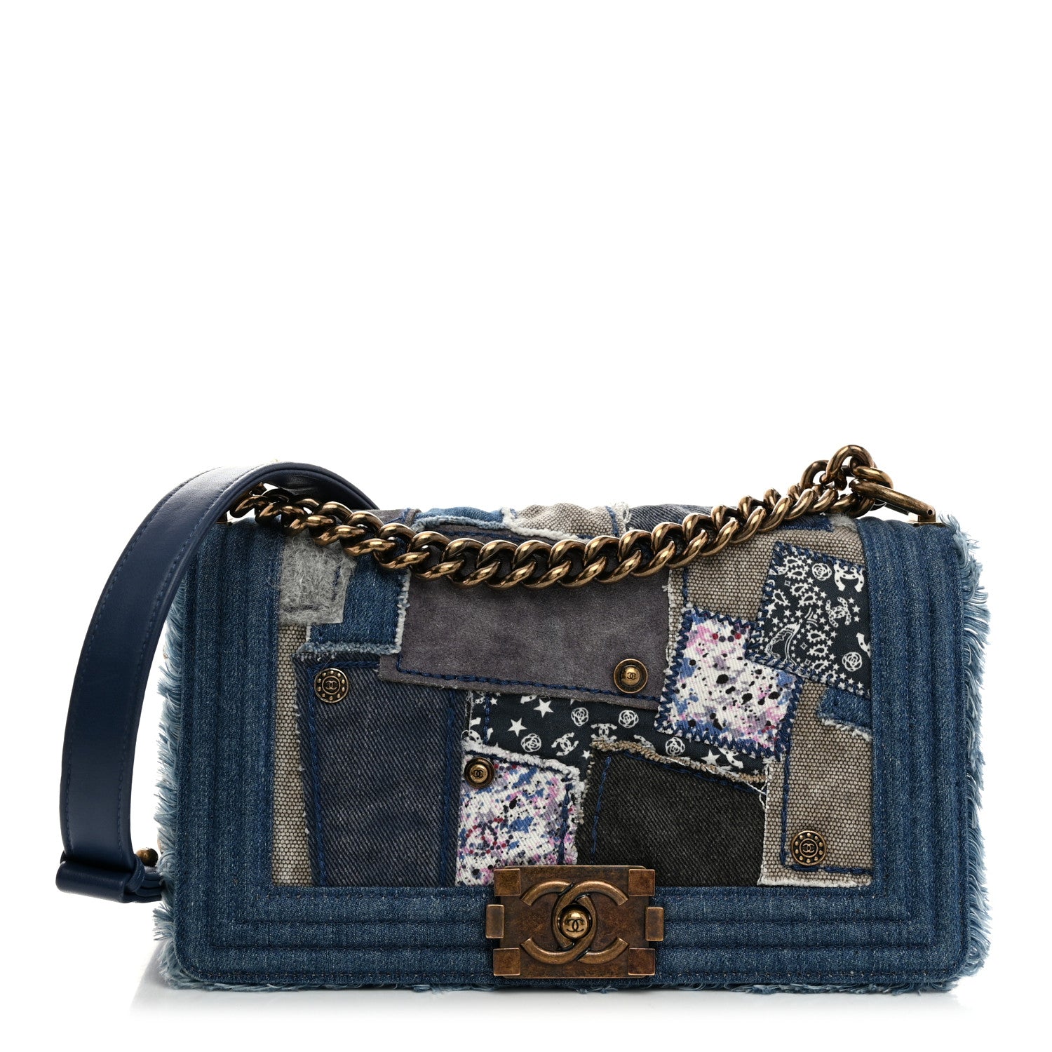 Chanel Denim Patchwork Medium Boy Flap Blue 1 of 10