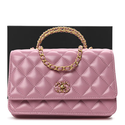 Chanel Lambskin Quilted Strass On Top Wallet On Chain Pink 12 of 12
