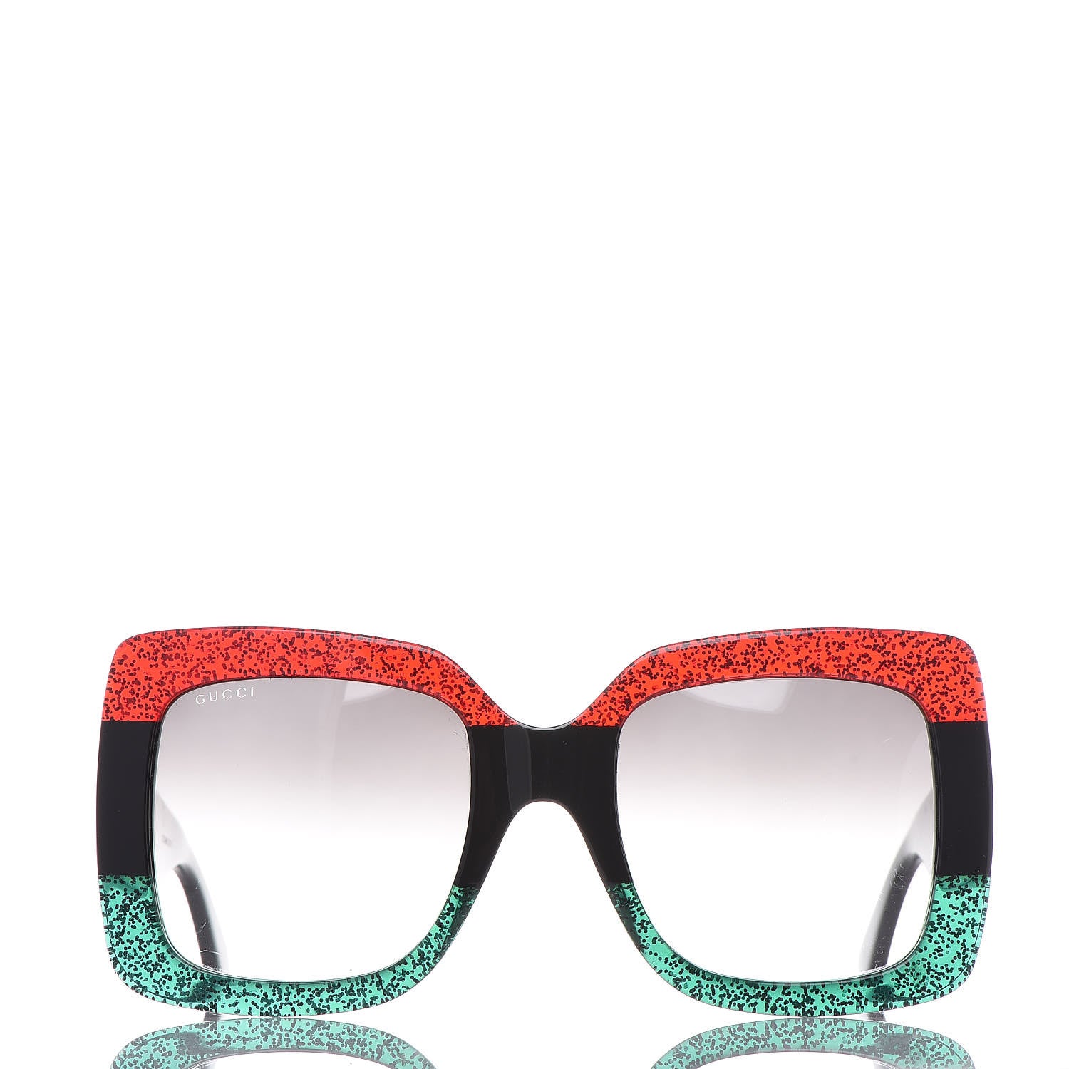 Gucci Square Frame GG0083S Sunglasses Glitter Red Black Green 3 of 6