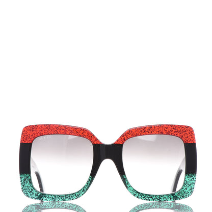 Gucci Square Frame GG0083S Sunglasses Glitter Red Black Green 3 of 6