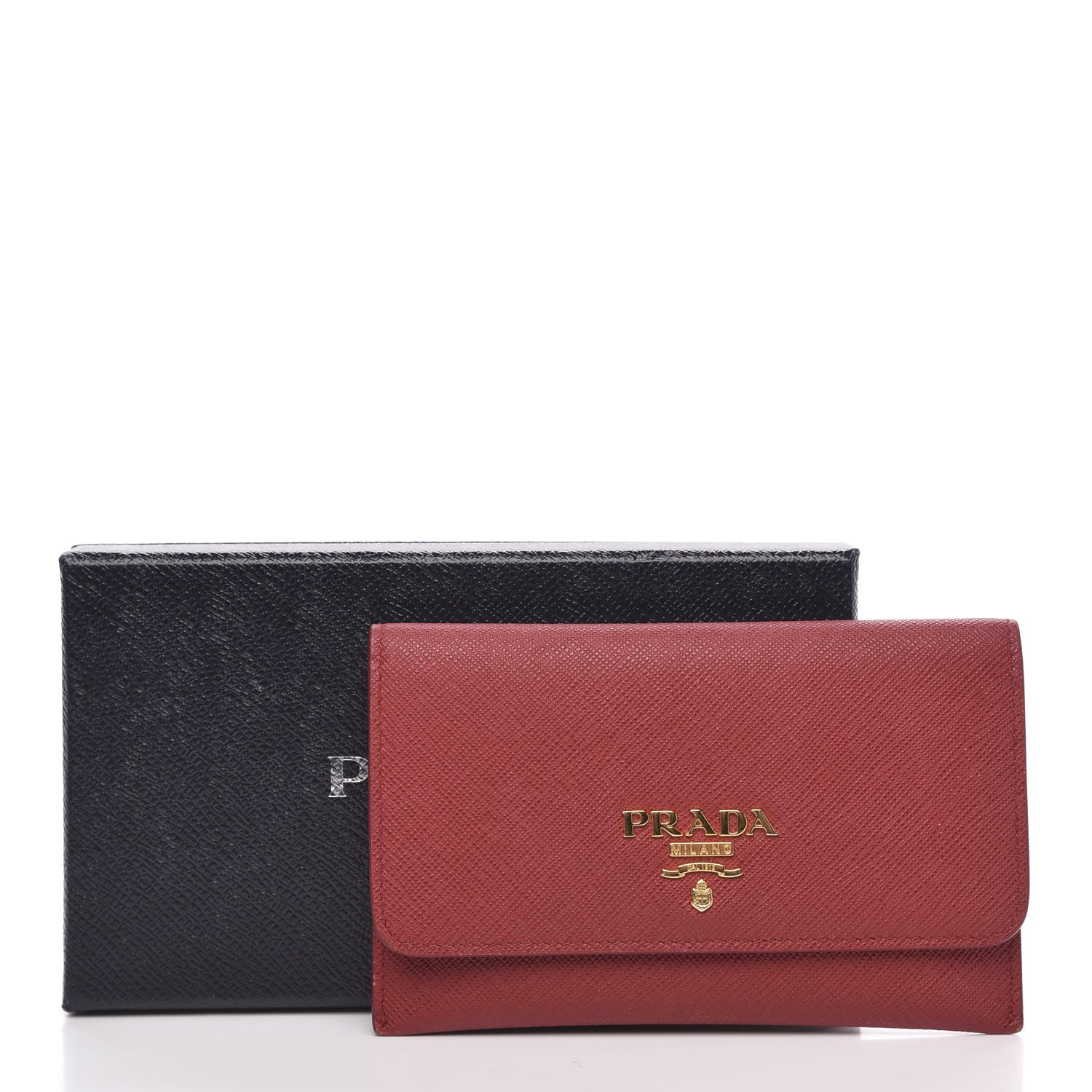 Prada Saffiano Metal Flap Wallet Fuoco 7 of 8