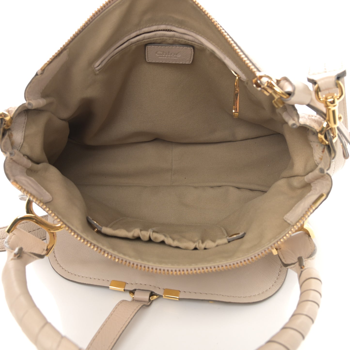 Calfskin Medium Marcie Nude Satchel Beige