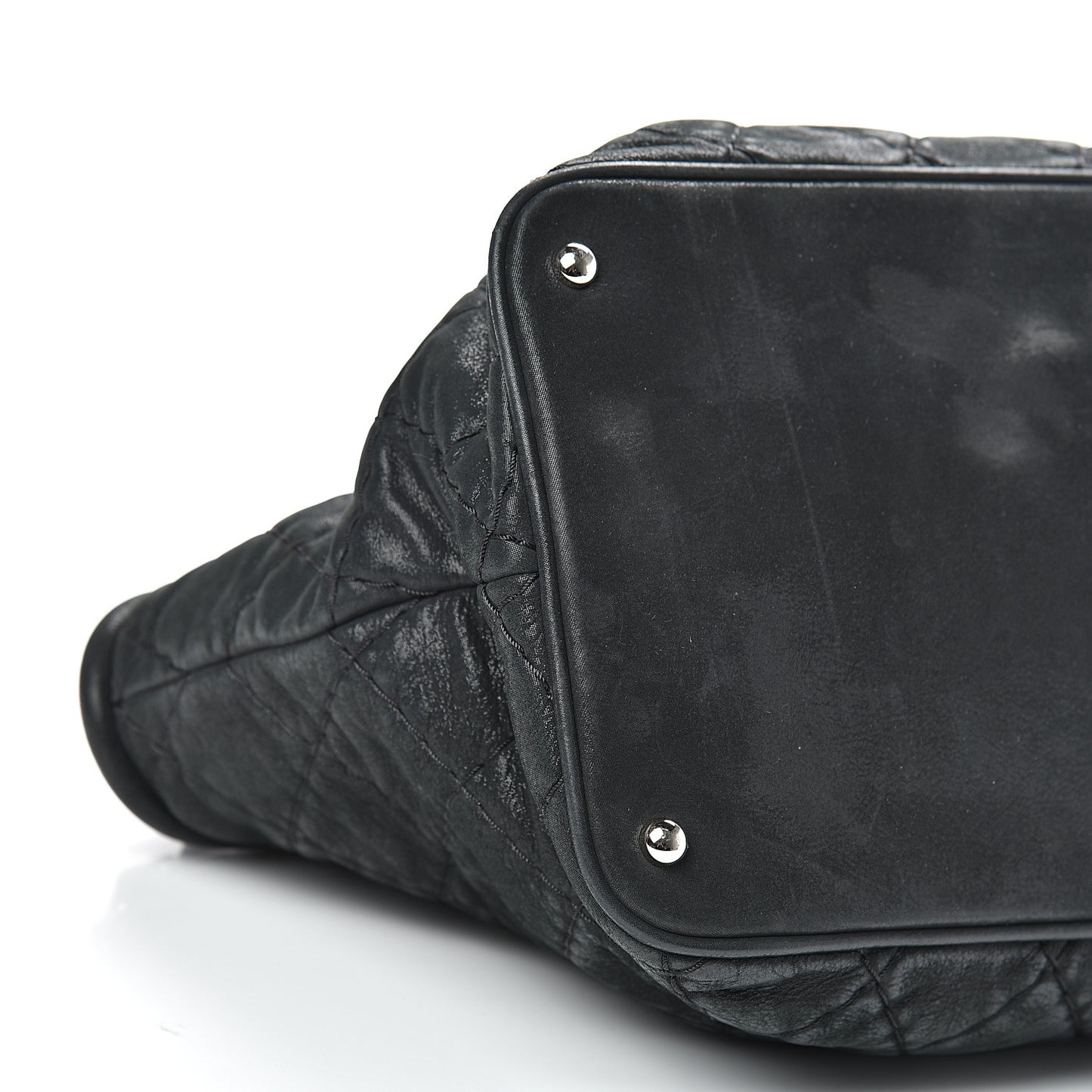 Iridescent Calfskin Quilted Sea Hit Tote Black