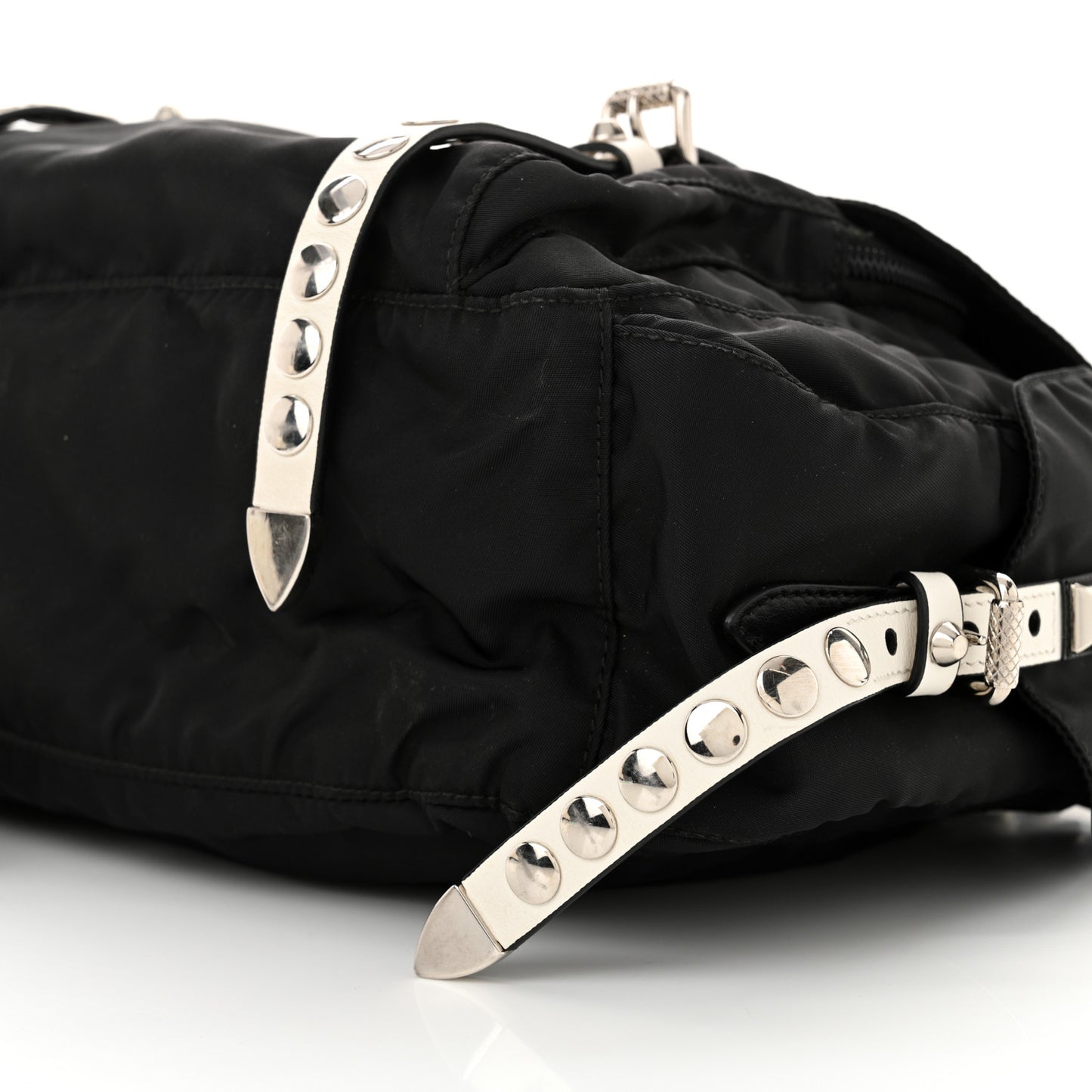 Nylon New Vela Studded Messenger Black White Black White