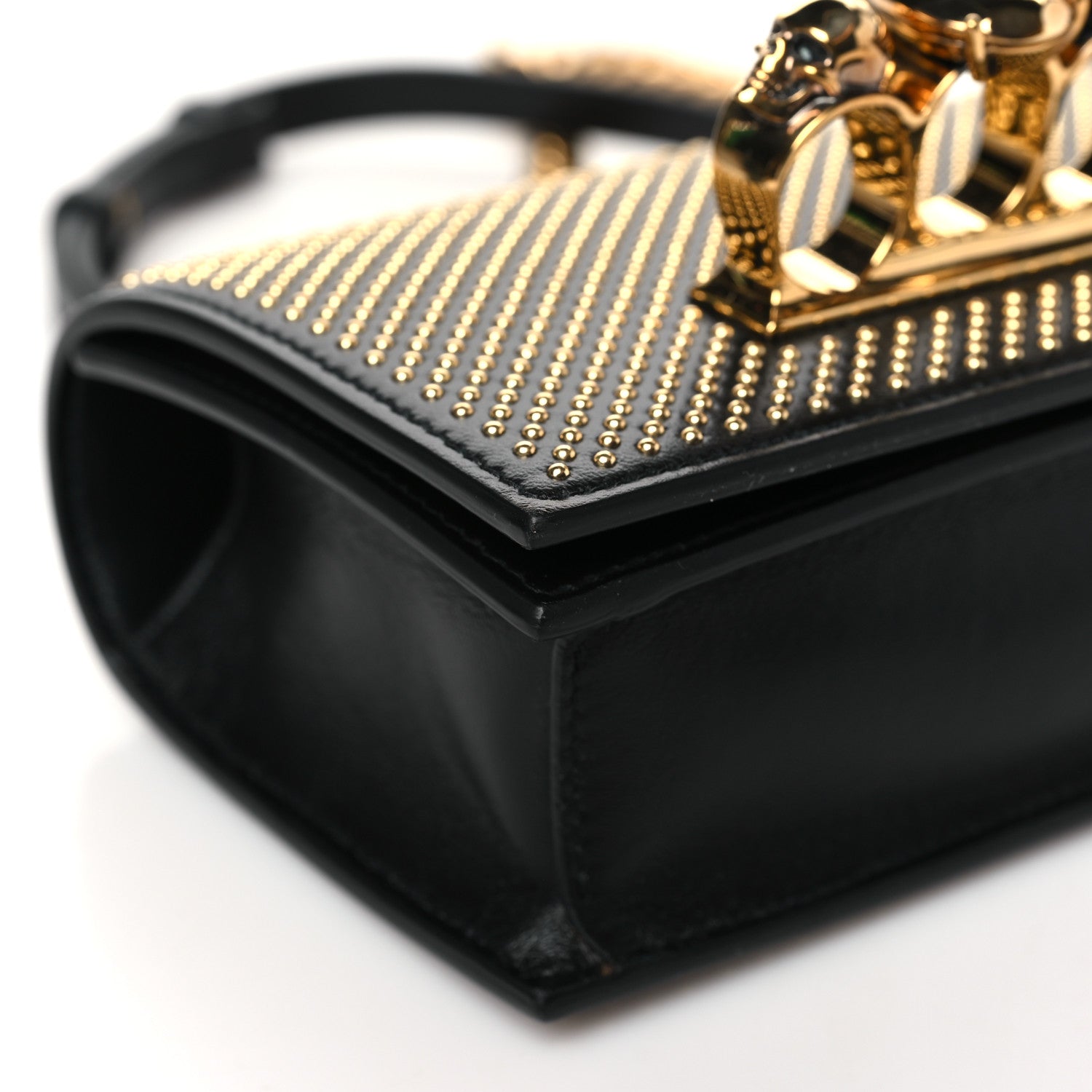 Alexander McQueen Calfskin Studded Mini Jeweled Knuckle Satchel Black 8 of 9